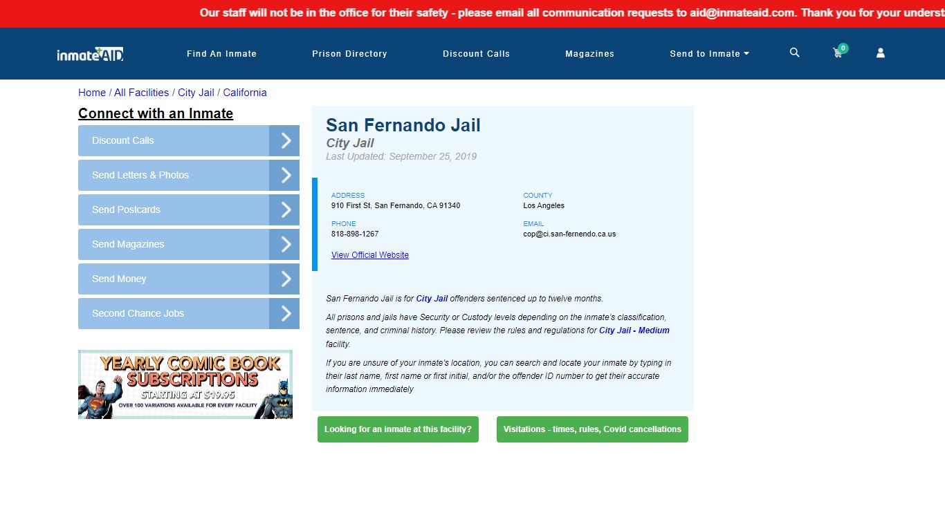 San Fernando Jail | Inmate Locator