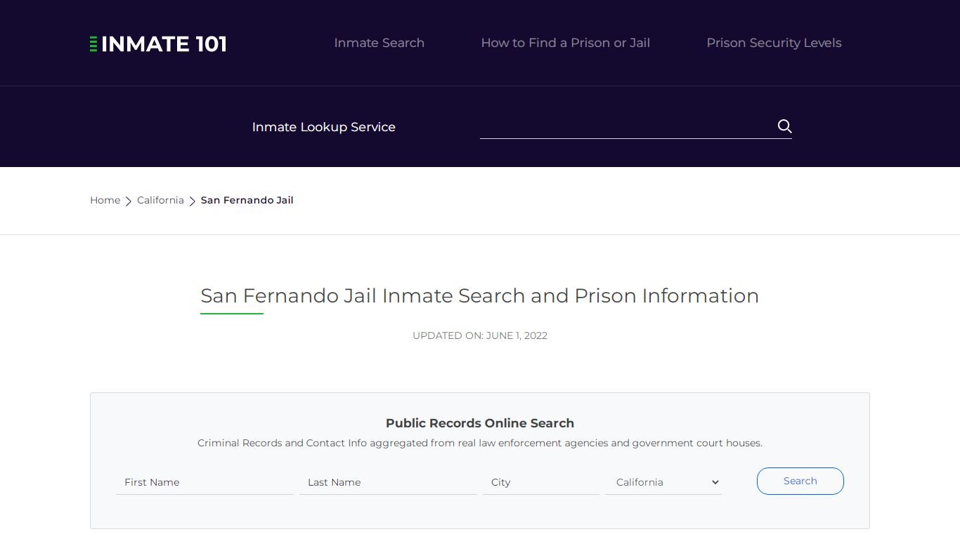 San Fernando Jail Inmate Search and Prison Information